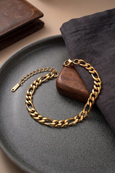 SORA GROUP ®   316L Steel Gold Color Eyelet Chain Model Men's Bracelet