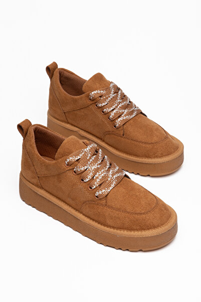 SNİCKER Lace-Up Suede Material Sports Women's Shoes