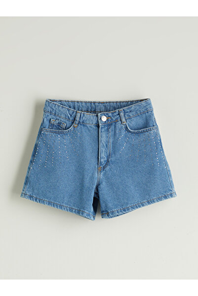 LC Waikiki Trendlucky Girls' Jean Shorts with Stones in Difference Colors