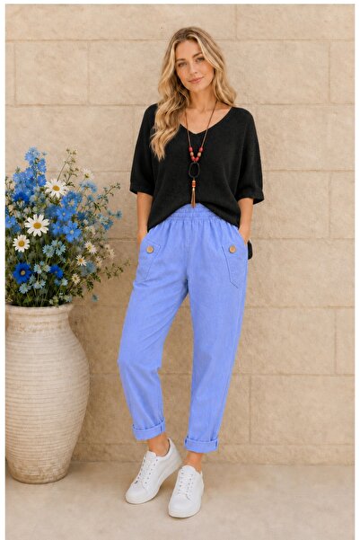 MARWARİ OTANTİK BUTİK Italian Jogger Pants and Mercerized Blouse with Necklac...