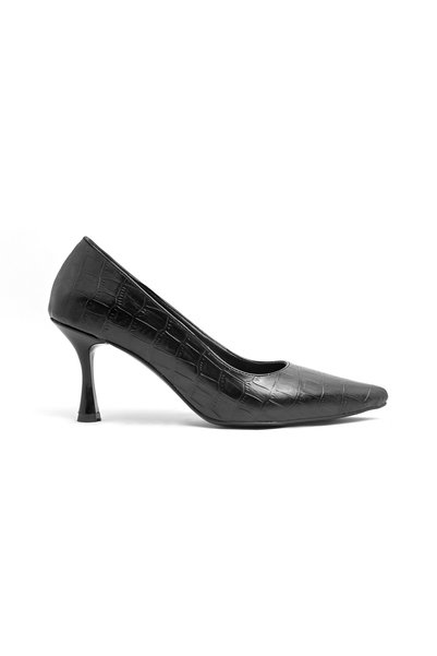 Kadın Sivri Burun 8 cm Yeni Trend Topuklu Kapalı Stiletto Tam Kalıp Klasik Topuklu Ayakkabı