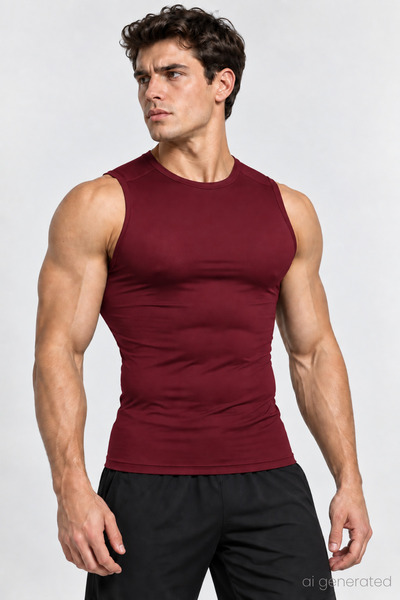 FitVult Basic Men's Compression Zero Sleeve Sleeveless Athlete Tank Top Body ...