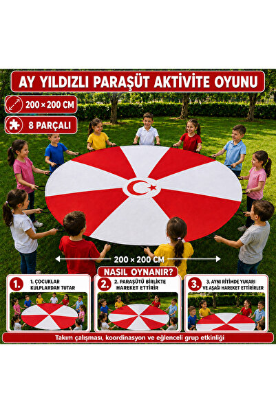 Magiclady 200X200 Ay Yıldızlı Paraşüt Aktivite Oyunu