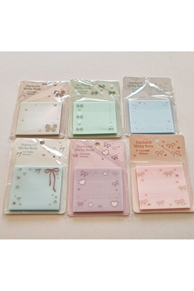 Modellino 6'lı 6 Farklı Renk 300 Yaprak Starburst Sticky Note Kurdeleli Kare ...