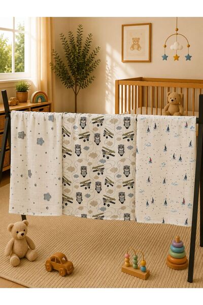 Zümra Baby Multi-Purpose Muslin Blanket Set of 3, Muslin Newborn Baby Blanket...