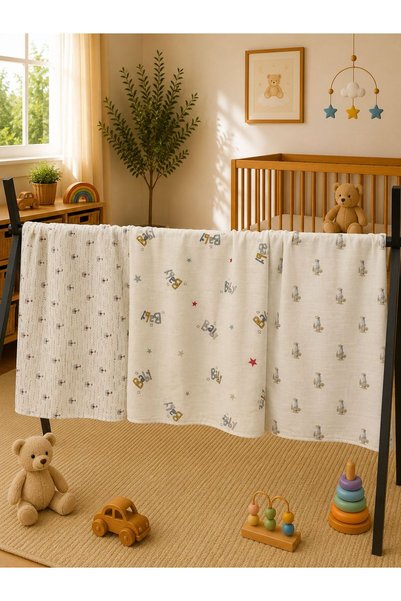 Zümra Baby Multi-Purpose Muslin Blanket Set of 3, Muslin Newborn Baby Blanket...