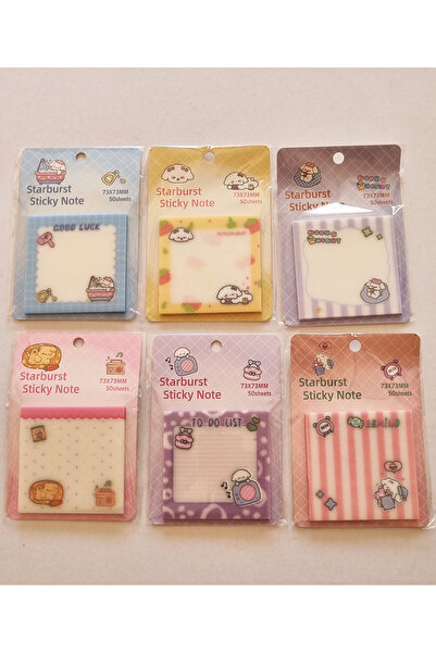 Modellino 6'lı 6 Farklı Renk 300 Yaprak Starburst Sticky Note Minik Köpek Bas...