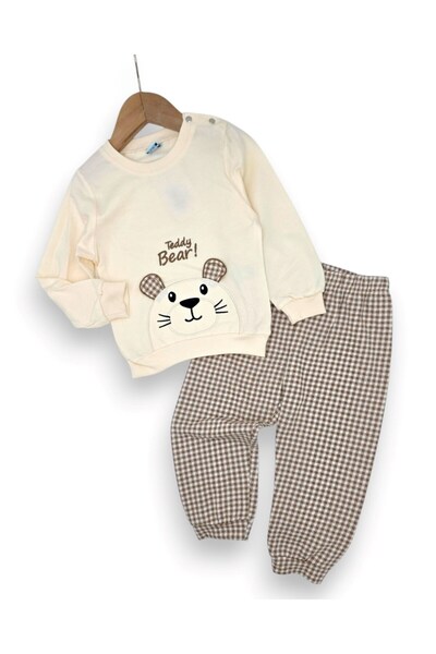 Egelite Baby Boy Seasonal Plaid Pants with Teddy Bear Embroidery 9-12-18-24-3...