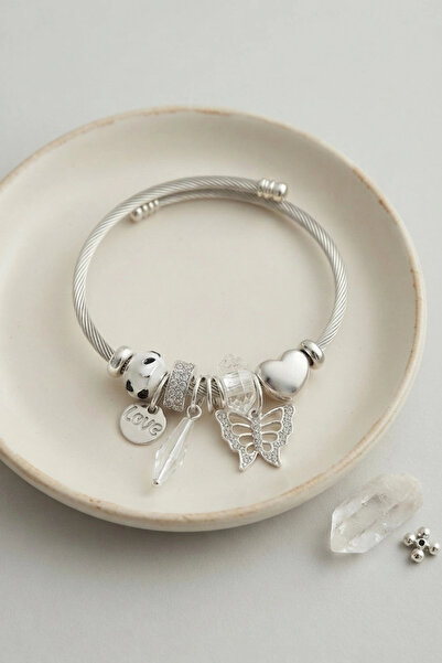 ARMÜZ Bracelet with Stone Butterfly and White Charm