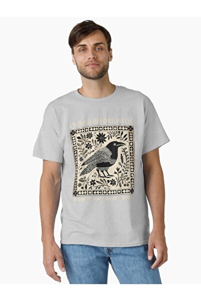 ship master Tricou Funny Crow cu imprimeu unisex supradimensionat – stil retro