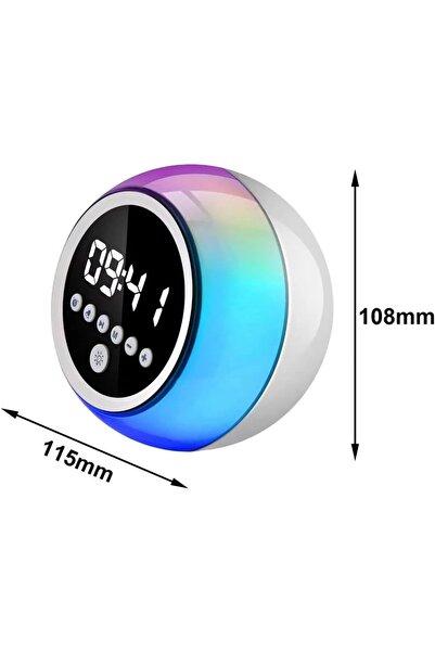pazariz Çalar Saatli Bluetooth Hoparlör, RGB LED Gece Lambası, FM Radyo, Zamanlayıcı, Dokunmatik ve Ayarlanabilir Işık, USB Şarjlı Dijital Alarm Saati P12