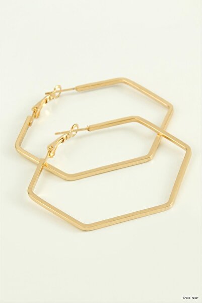 ZERO LAND Ilkestor Pentagonal Hoop Earrings 4 (230822) cm Yellow