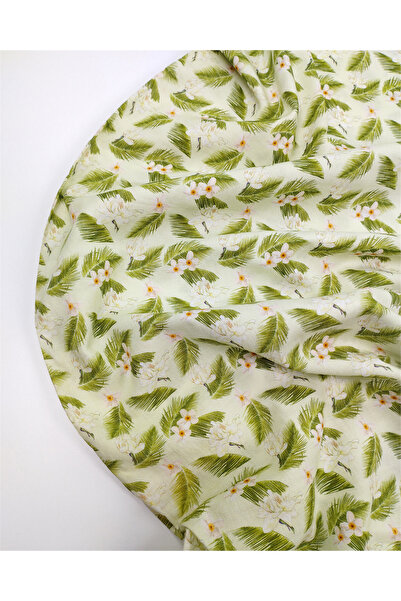 Kumaş Parça 100% Cotton Green White Orange Floral Thin Cotton Woven Fabric fo...