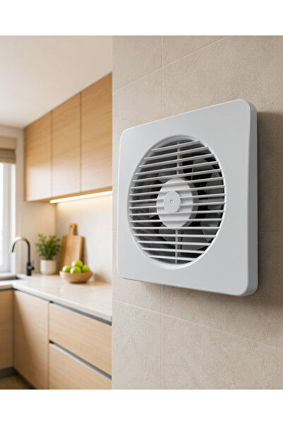 320 m³/h hava aktarım kapasitesine sahip 150 mm duvar ve tavan aspiratörü 20,8 x 20,8 cm