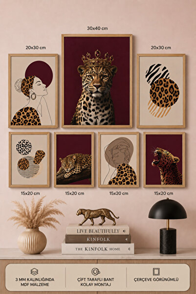 UNT 7-Piece Frame-Looking Modern Painting Set |   Retro & Pop Art - Leopard T...