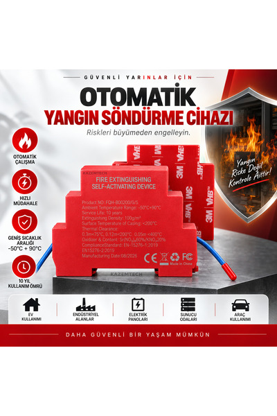 KAZEMTECH Otomatik Yangın Söndürücü Sigorta Ve Elektrik Kutusu Yangın Söndürm...