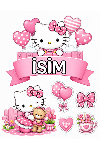 telaşe memuru İSİMLİ - Hello Kitty Yenilebilir Pasta Süsü - Hello Kitty Pasta...