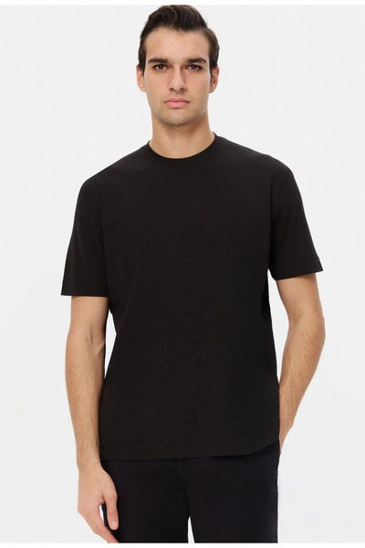 D'S Damat Ds Damat Regular Fit Black Plain T-Shirt