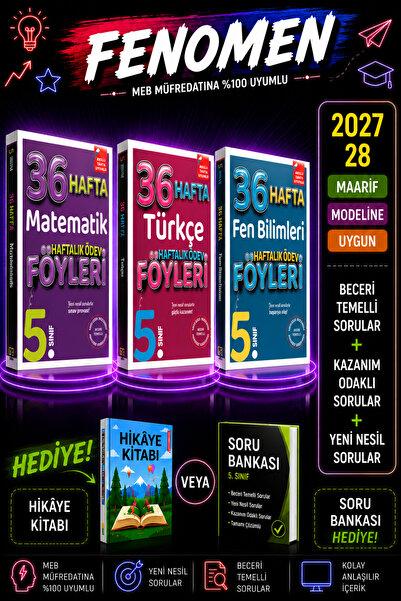 Fenomen Yayıncılık Ders arkadaşım 5 sınıf Türkçe matematik fen 36 haftalık öd...