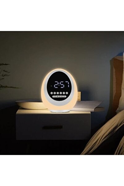 pazariz Çalar Saatli Bluetooth Hoparlör, RGB LED Gece Lambası, FM Radyo, Zamanlayıcı, Dokunmatik ve Ayarlanabilir Işık, USB Şarjlı Dijital Alarm Saati P13