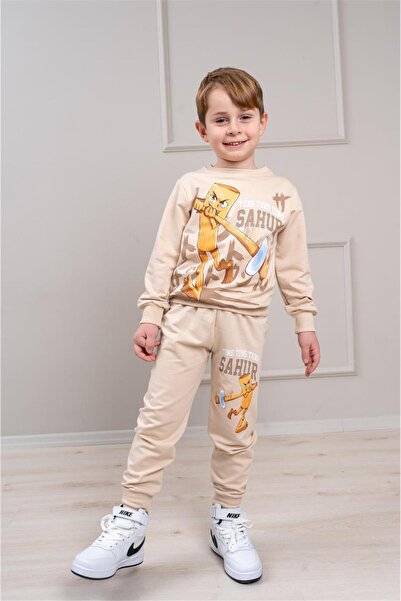 LOFİ KİDS Boy's Patterned 2-Thread Elastic Leg Sweatpants Set