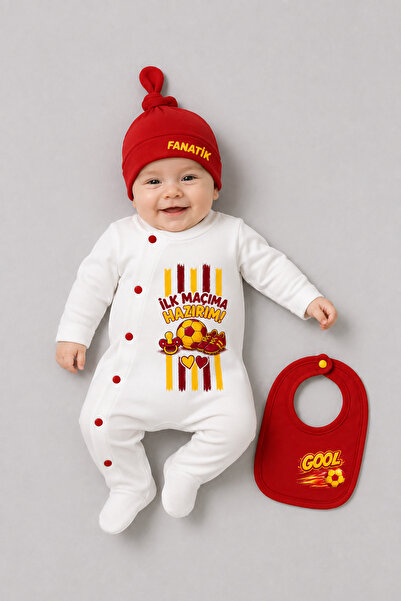 BABYDEN'S 3-Piece Baby Romper Set 100% Cotton Fan-Themed Yellow Red "I'M Read...