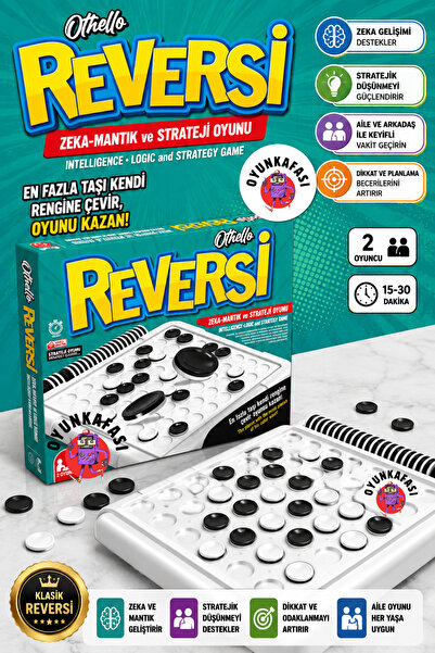 OYUNKAFASI Reversi Zeka Mantık ve Strateji Oyunu 2 Kişilik Siyah Beyaz Taşlı ...
