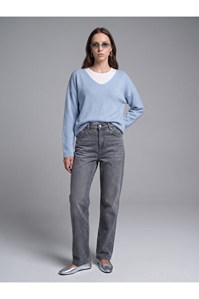 Dilvin 72356 Tencel Wideleg Denim-Siyah