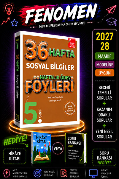 Fenomen Yayıncılık Ders arkadaşım 5 sınıf sosyal bilgiler 36 haftalık ödev fö...