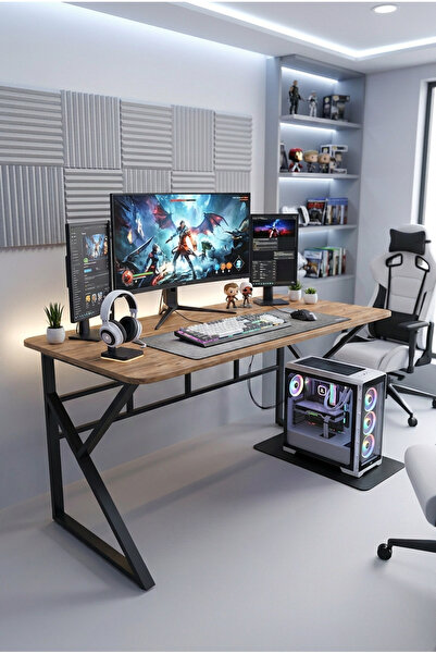 tekahome Oyuncu Masası Ofis masası Bilgisayar Masası Çalışma Masası Çam - Siy...