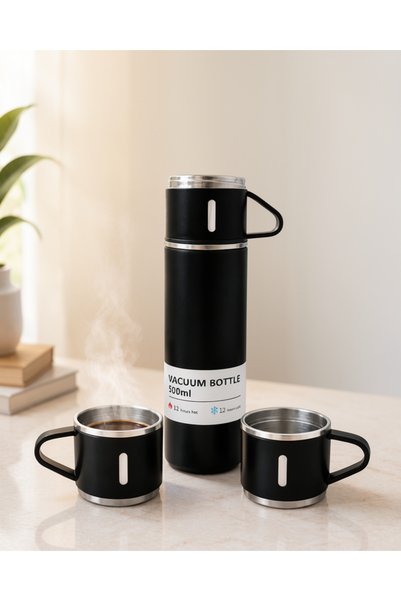 Azrlya Paslanmaz Çelik Termos Seti | 500 ml Kapasite, 6-12 Saat Isı Koruma, Hediye Kutulu