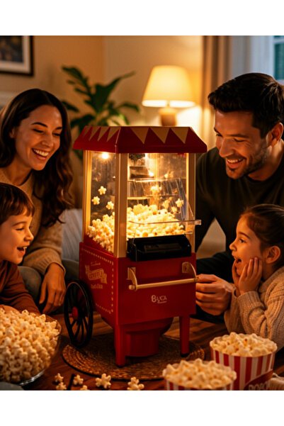 Nostaljik Tasarıma Sahip Yağsız Mısır Patlatıcı Sıcak Hava Popcorn Makinesi