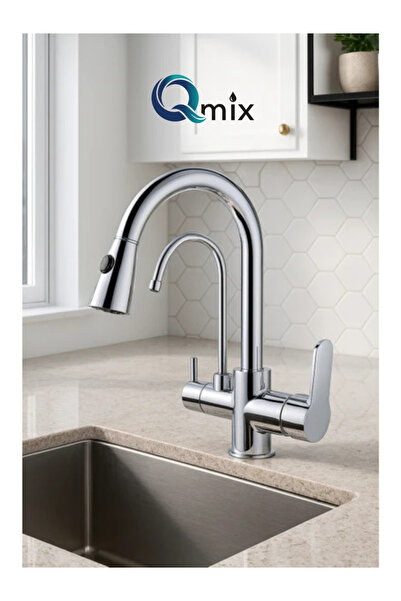 QMİX Spiral Cleaned Luxury Kitchen Sink Faucet Brass Body Chrome Color