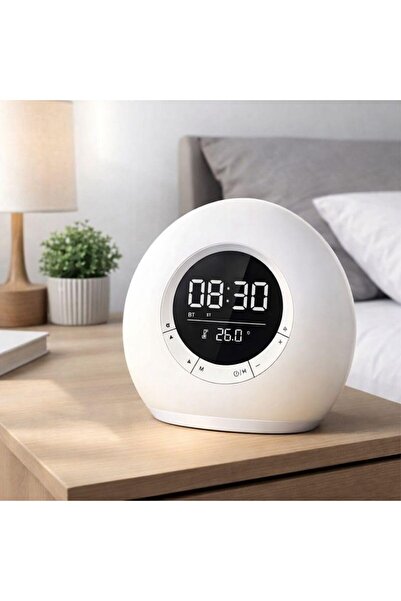 pazariz P11 Mini Hifi Bluetooth Hoparlör Saat, Çalar Saat, RGB LED Gece Lambası, Termometre ve Kablosuz Şarj Destekli Dijital Masa Saati | Çok Fonksiyonlu Akıllı Hoparlör