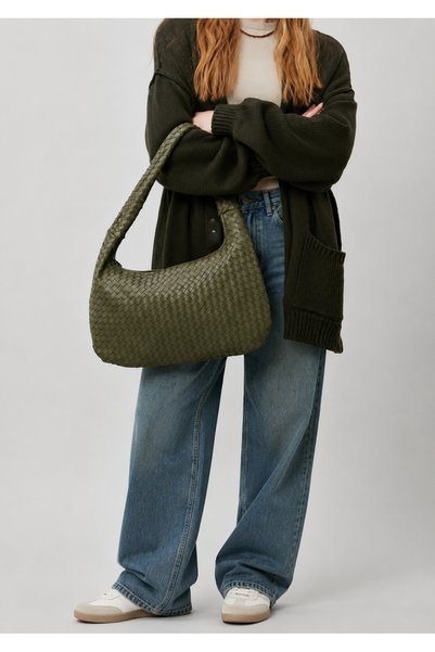 CANTACOMBINE Women's Knitted Patterned Retro Bag Khaki