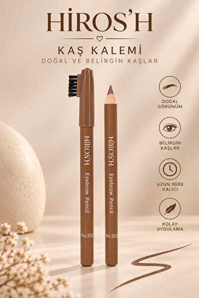 HİROS'H Microblading Etkili Kaş Kalemi Orjinal Boy Fırça Başlıklı Camel