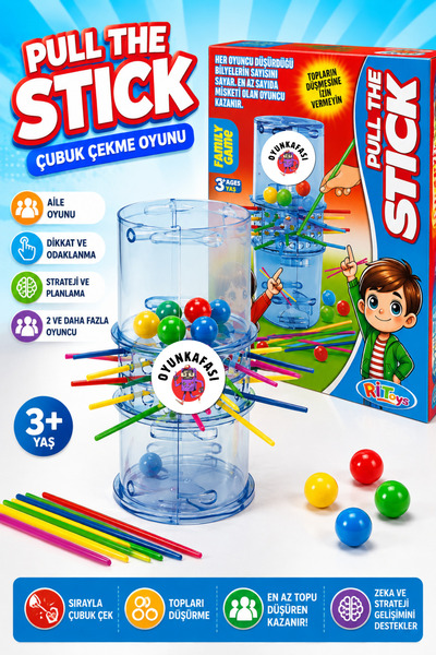 OYUNKAFASI Pull The Stick Çubuk Çekme Oyunu Topları Düşürme Dikkat Zeka ve St...