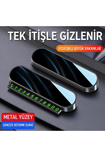 Genel Markalar Araç İçi Park Kartı Fosforlu Numaratör Gizlenebilir Geçici Tel...