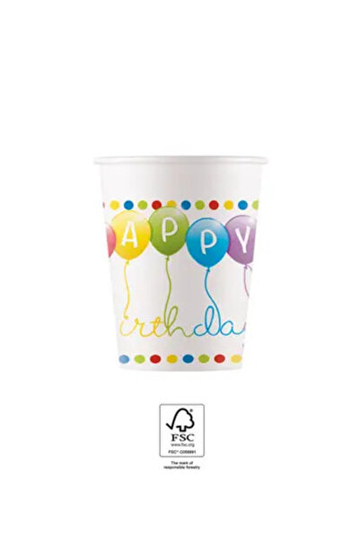 Javoli Happy Birthday Streamers Paper Cup Happy Birthday 8 pcs 200 ml FSC