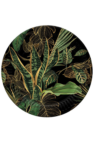 Javoli Floare Exotic Farfurie de hârtie cu model frunze, set de 8, 18 cm