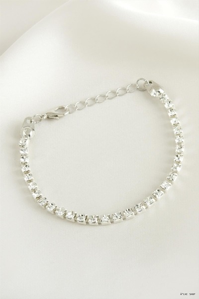 ZERO LAND Ilkestor Stripe Stone Waterway Bracelet (21821) Silver Color