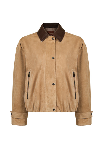 Derimod Bolivia Women's Beige Short Oversize Suede Leather Jacket 26Wgd569210