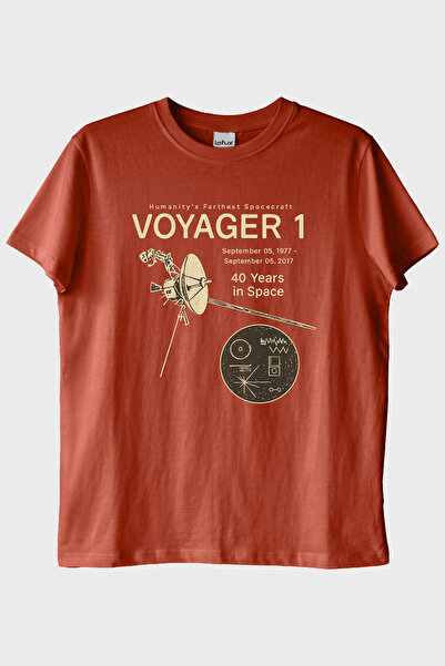 lofux Uzay Keşfi Temalı Retro Voyager 1 Bilim Kiremit Tişörtü