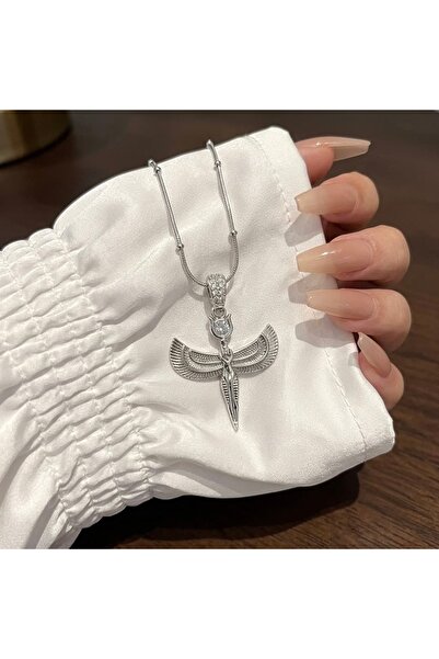 Heda Jewelry قلادة بوهيم أنجل - قلادة عتيقة الطراز مع شكل ملاك من الفولاذ - ق...