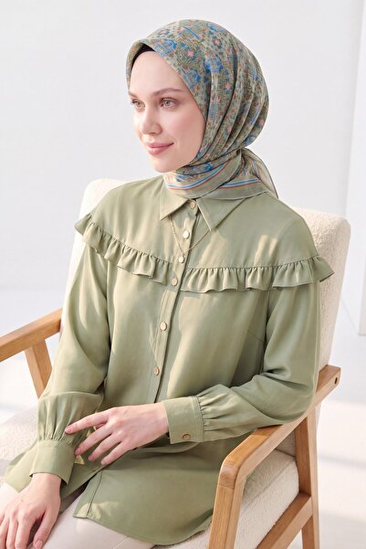 Silk Home Soft Eşarp Pixel Ethnic Mint Yeşili