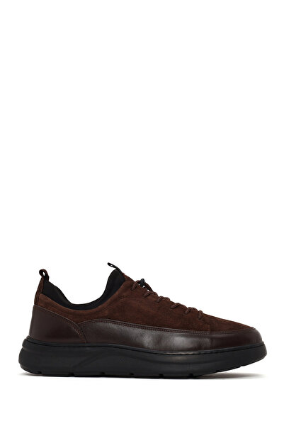 Derimod Men's Brown Lace-Up Thick-Soled Leather Sneaker Wm660010Dk