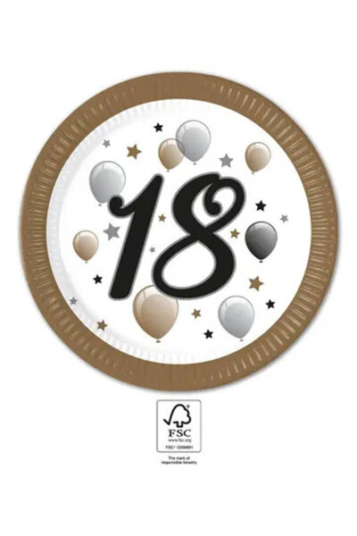 Javoli Happy Birthday Milestone 18 paper plates 8 pcs 23 cm FSC