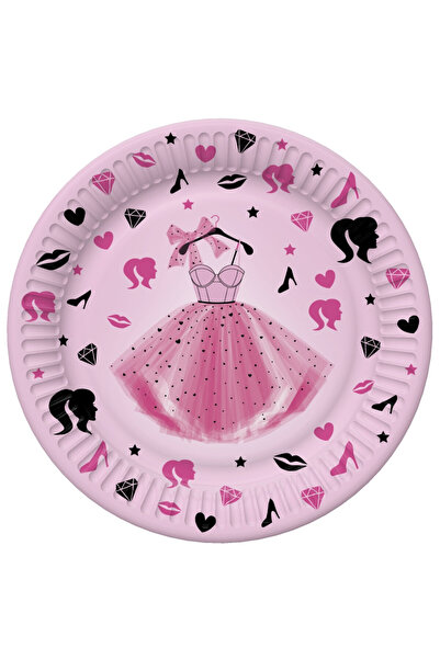 Javoli Colorat Party Dress Farfurie de hârtie pentru fete 8 bucăți 18 cm