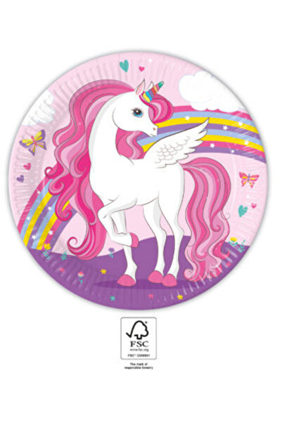 UNICORN Rainbow Colors farfurie de hârtie 8 buc 23 cm FSC