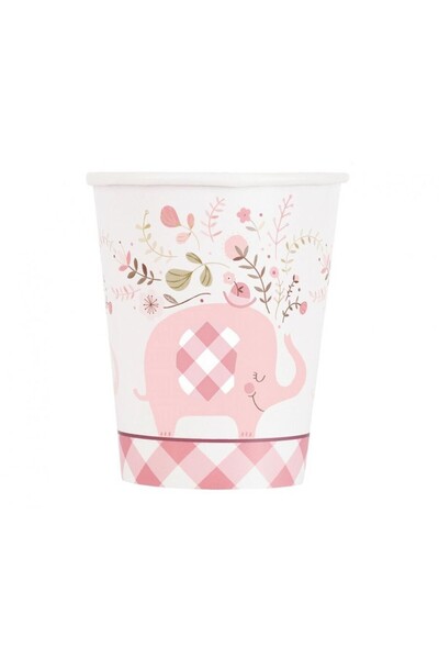 elefant Floral Pink paper cup 8 pcs 266 ml